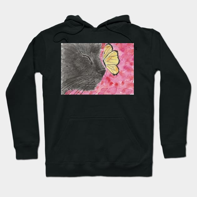 black cat face butterfly Hoodie by SamsArtworks